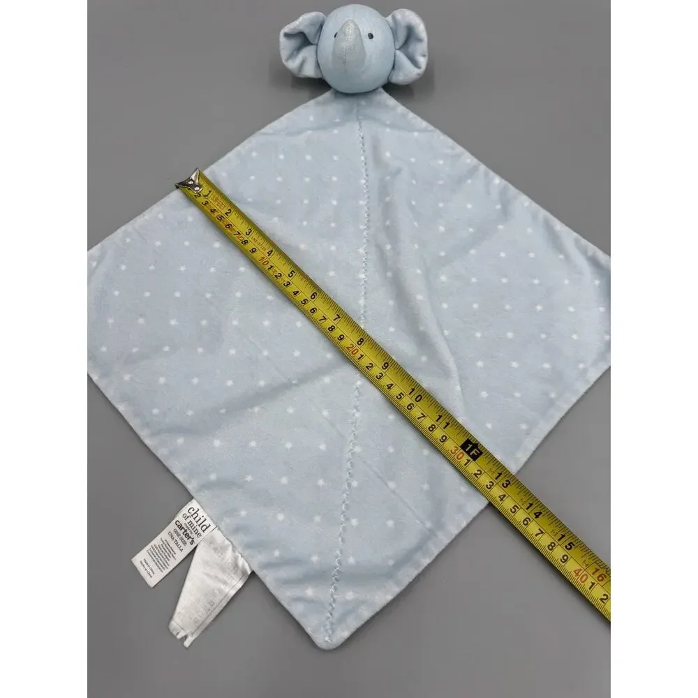 Carters Child Of Mine Elephant Lovey Rattle Blue Security Blanket Polka Dots